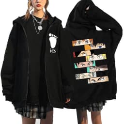 Japanese Anime Haikyuu Graphic Zip Up Hoodies Manga Y2k Gothic Zippper Jackets Sweatshirts Karasuno Fly High Harajuku Streetwear