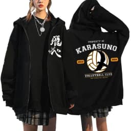Japanese Anime Haikyuu Graphic Zip Up Hoodies Manga Y2k Gothic Zippper Jackets Sweatshirts Karasuno Fly High Harajuku Streetwear