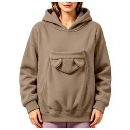 Pet Pouch Hoodies Women Oversize Sweatshirt With Hooded Kangaroo Pocket Funny Solid Color Loose Long Sleeve Pullover For Dog Cat