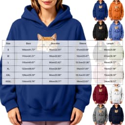 Pet Pouch Hoodies Women Oversize Sweatshirt With Hooded Kangaroo Pocket Funny Solid Color Loose Long Sleeve Pullover For Dog Cat