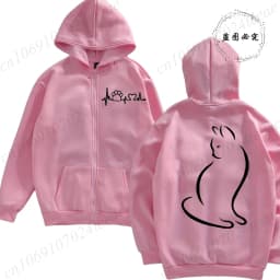 Women Zipper Hoodie Clothes Autumn Winter New Cute Cat Heatbeat Sweatshirt Hip Hop Streetwear Women Zip Up Jacket Coat Clothing