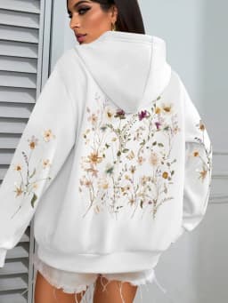 Beautiful Flower Clusters Design Women Hoody Loose Fleece Hoodie Autumn Y2K Pocket Hoodies Multicolor Soft Woman Streetwear
