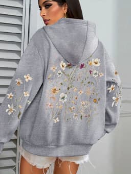 Beautiful Flower Clusters Design Women Hoody Loose Fleece Hoodie Autumn Y2K Pocket Hoodies Multicolor Soft Woman Streetwear