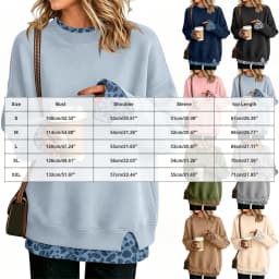Fake Two-Piece Women Sweatshirts With Side Slit Leopard Print Long Sleeve Oversize Sweatshirts Office Casual Round Neck Pullover