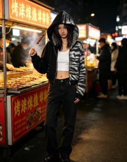 Punk Asymmetrical Tiger Print Spliced Zip‑Up Hoodie Unisex Oversized Cropped Distressed Street Sweatshirt