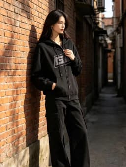 Sparkling Rhinestone Letter Graphic Zip Hoodie Women Baggy Fit Alt Streetwear Casual Full Zip Jacket