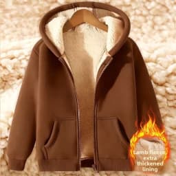 Ladies Large Size American Style Lamb Velvet Hoodie Zipper Cardigan Outerwear Autumn Winter Thickened Long Sleeve Casual Wear