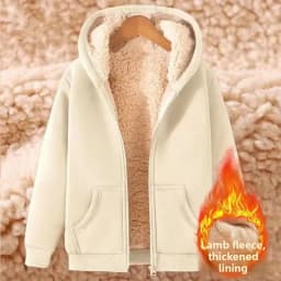 Ladies Large Size American Style Lamb Velvet Hoodie Zipper Cardigan Outerwear Autumn Winter Thickened Long Sleeve Casual Wear
