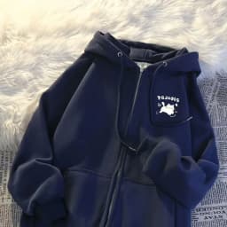 2026 New Korean Style Hoodie Sweatshirt Autumn Winter Fleece Casual Versatile American Loose Outerwear Trendy Zipper Closure