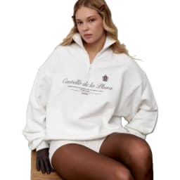 American Preppy-style Retro Letter Printed Sweatshirts Half Zip Turn-down Collar Lapel Shirts White Wine Red Leisure Young Women