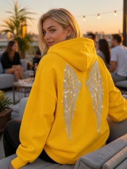 New Casual Lady Sequin Angels Wings Hoodies Women Chic Loose Long Sleeve Pullovers Tops 2025 Gothic Streetwear Women Clothing