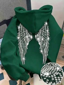 New Casual Lady Sequin Angels Wings Hoodies Women Chic Loose Long Sleeve Pullovers Tops 2025 Gothic Streetwear Women Clothing