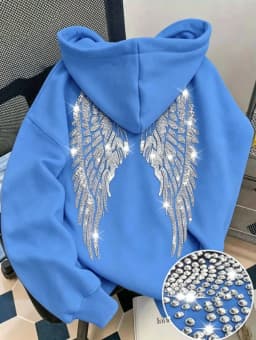 New Casual Lady Sequin Angels Wings Hoodies Women Chic Loose Long Sleeve Pullovers Tops 2025 Gothic Streetwear Women Clothing