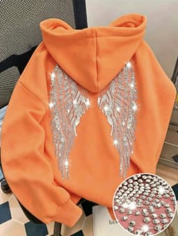 New Casual Lady Sequin Angels Wings Hoodies Women Chic Loose Long Sleeve Pullovers Tops 2025 Gothic Streetwear Women Clothing