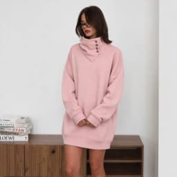 Vintage Niche Design Button Placket High Collar Long Sleeve Top For Women Fashion Simple Loose Daily Versatile Solid Color Top