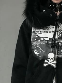 Women Y2k Aesthetic Printing Loose Pocket Hoody Streetwear Fur Patchwork Hooded Hoodies Punk Grunge Zipper Casual Sweatshirts