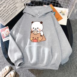 Bubu and Dudu Hoodie Women Aesthetic Graphic Funny Kawaii Bubble Tea Hoodies Unisex Anime Harajuku Vintage Pullovers Sweatshirts