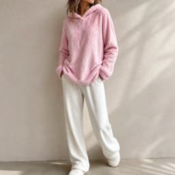 Women's Thick Fleece Brushed Loose Fit Collarless Long Sleeve Solid Color Hoodie Women's Winter Clothing Sweat-shirt Women's And