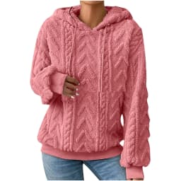 Autumn Warm Fleece Hooded Sweatshirts Casual Female Hoody Long Sleeve Soft Fluffy Pullover Coats Outwear FYY-1024