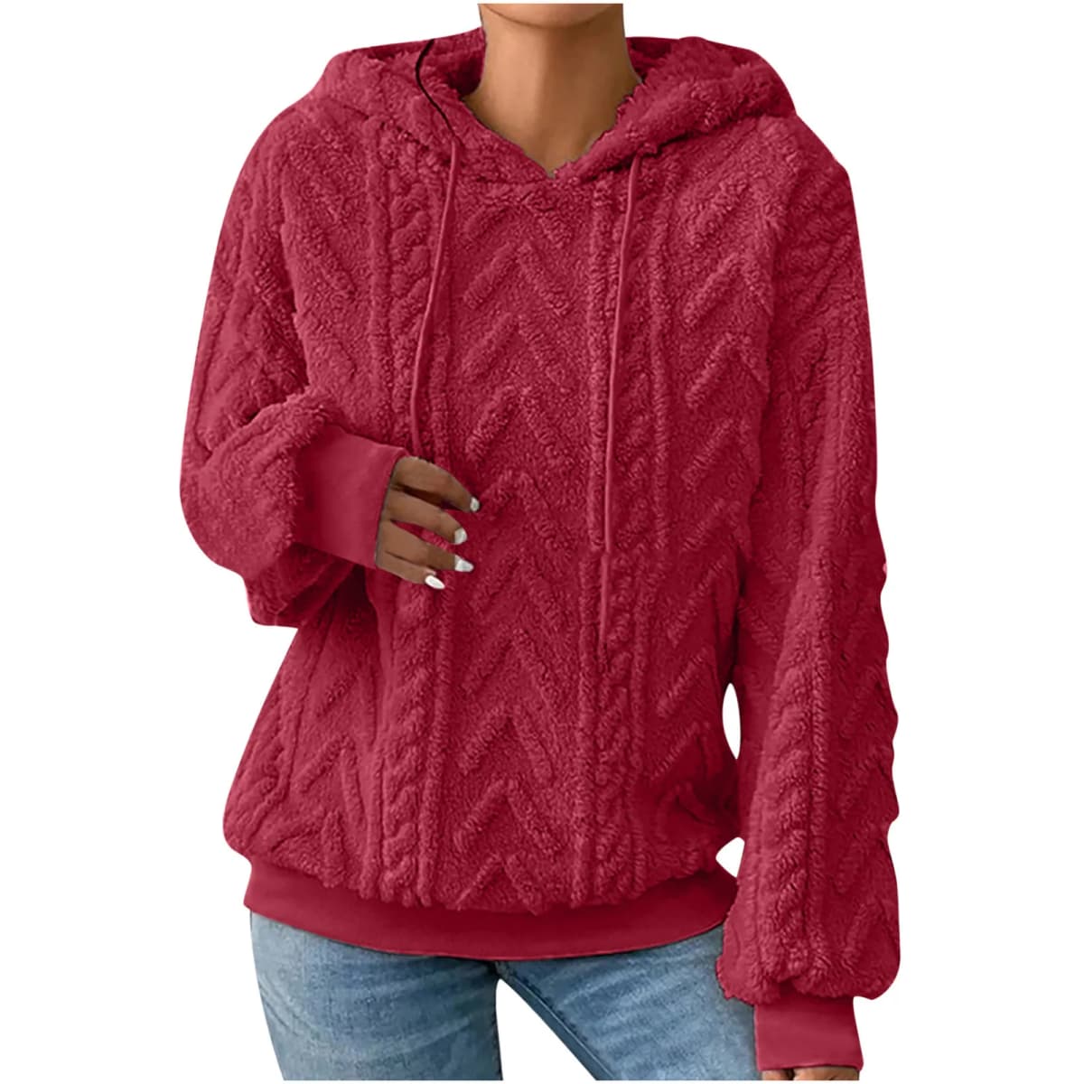 Autumn Warm Fleece Hooded Sweatshirts Casual Female Hoody Long Sleeve Soft Fluffy Pullover Coats Outwear FYY-1024