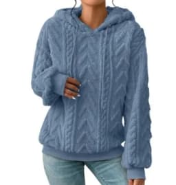 Autumn Warm Fleece Hooded Sweatshirts Casual Female Hoody Long Sleeve Soft Fluffy Pullover Coats Outwear FYY-1024