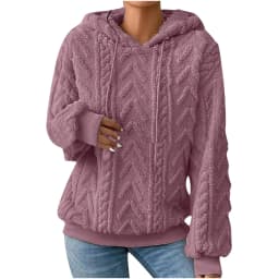Autumn Warm Fleece Hooded Sweatshirts Casual Female Hoody Long Sleeve Soft Fluffy Pullover Coats Outwear FYY-1024