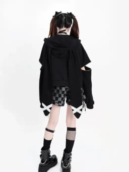 2026 Chic Fashion Women Casual Loose Rabbit Ear Hoodies Coats Kawaii Vintage Casual Zipper Jackets Tops Mujer Autumn Streetwear