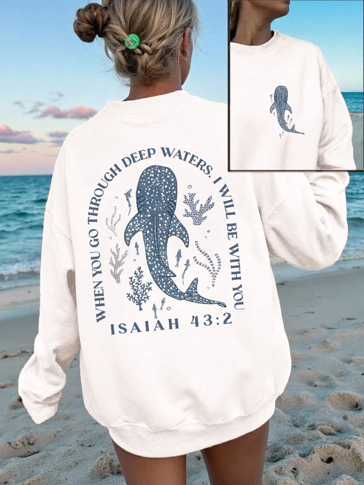 Interesting Ocean Whale Deep Water Print Womens Sweatshirt O-Neck Casual Pullover Soft Autumn Streetwear Loose Y2K Clothes