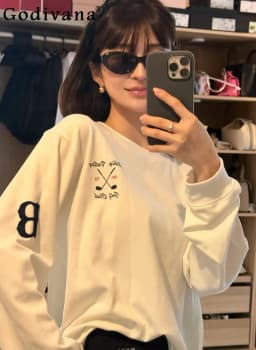 Autumn New 2026 Japanese Style Hoodies for Women Letter Embroidery Loose Casual Commuter Long Sleeve Top Female Cute T-Shirt