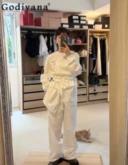 Autumn New 2026 Japanese Style Hoodies for Women Letter Embroidery Loose Casual Commuter Long Sleeve Top Female Cute T-Shirt