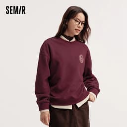 Semir Sweater Women Oversize Heating and Antibacterial 2024 New Winter Embroidered Fleece Top