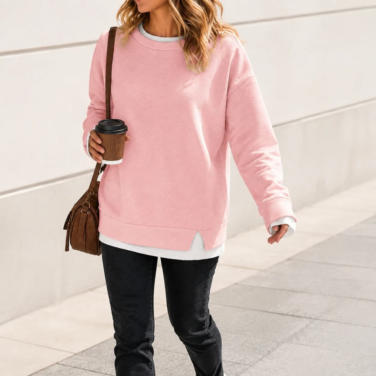 Loose Fit Pullover Hoodie Regular Length American and European Style with Mock Two Regular Thickness Casual Women Sweatshirts