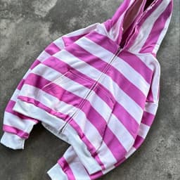 Retro Women's Striped Zipper Hoodie High Street Rip Edge Street Long Sleeve Y2K Sportswear Pocket Fashion Punk Gothic