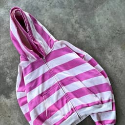 Retro Women's Striped Zipper Hoodie High Street Rip Edge Street Long Sleeve Y2K Sportswear Pocket Fashion Punk Gothic