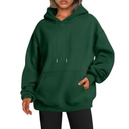 Women's Oversized Drop Shoulder Streetwear Hoodie Long Sleeve Solid Color Loose Fit Casual Mid Long Ribbed Basic Sweatshirt