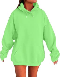 Women's Oversized Drop Shoulder Streetwear Hoodie Long Sleeve Solid Color Loose Fit Casual Mid Long Ribbed Basic Sweatshirt