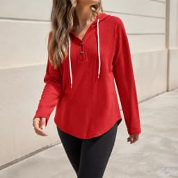 Casual Pullover Hoodie with V Neck Regular Length American and European Style Regular Sleeve Autumn Long Sleeve Women Hoodie