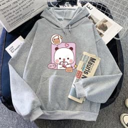 Panda Bear Bubu Dudu Love Heart Sweatshirts Couple Clothing Unisex Casual Streetwear Kawaii Printing Drop Shoulder Sweatshirt