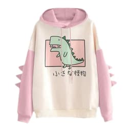 Dinosaur Oversized Cartoon Hoodie Women Fashion Sweatshirt Polyester Spandex Long Sleeve Printed Hooded Commute Style