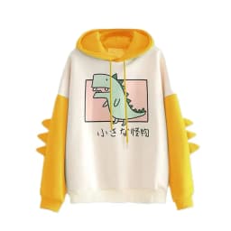 Dinosaur Oversized Cartoon Hoodie Women Fashion Sweatshirt Polyester Spandex Long Sleeve Printed Hooded Commute Style