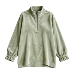 Women Velvet Half Zip Sweatshirt Stand Collar Elastic Ruffle Long Sleeve Oversized Pullover Casual Autumn Winter Streetwear Tops