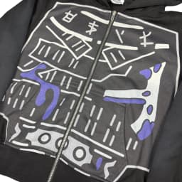 Evil Zip-Up Print Sweatshirt Hoodies Street Grunge Anime Hoodies Cardigan Long Sleeves Harajuku Women Y2k Clothing