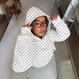Hooded Printed Hoodie Loose Fit Streetwear with Regular Length Polka Dot Digital Print Hooded Neckline Casual Thick Women Hoodie