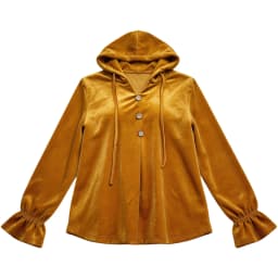 Women Hooded Sweatshirt V Neck Buttons Drawstring Long Sleeve With Pockets Hoodies Loose Pleated Curved Hem Autumn Sweatshirts