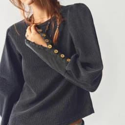 Women Autumn Winter Waffle Knit Sweatshirt Solid Long Sleeve Button Cuff Cropped Top Vintage Loose Casual Warm Pullover Blouse