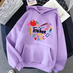 Teacher Print Long Sleeve Hoodies Woman Casual Autunm Winter Hooded Women's Y2k Sweatshirt Clothing for School 90s Female