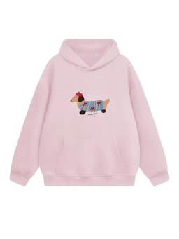 Casual Dog Print Hooded Women Loose Full Sleeve O-neck Solid Pockets Sweatshirt Female 2026 Fashion Spring Summer Outwear
