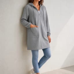 Women's And Women Zip-Up Hoodie Thick Loose Fit Long Sleeve Mid Length Casual Basic Zipper Sweatshirt Regular Sleeve with Front