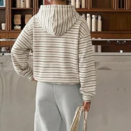 Oversized Sweatshirt Women Striped Hoodie Loose Long Sleeve Pullover Autumn New Fashion Lady's Commute Sport Cozy Versatile Top