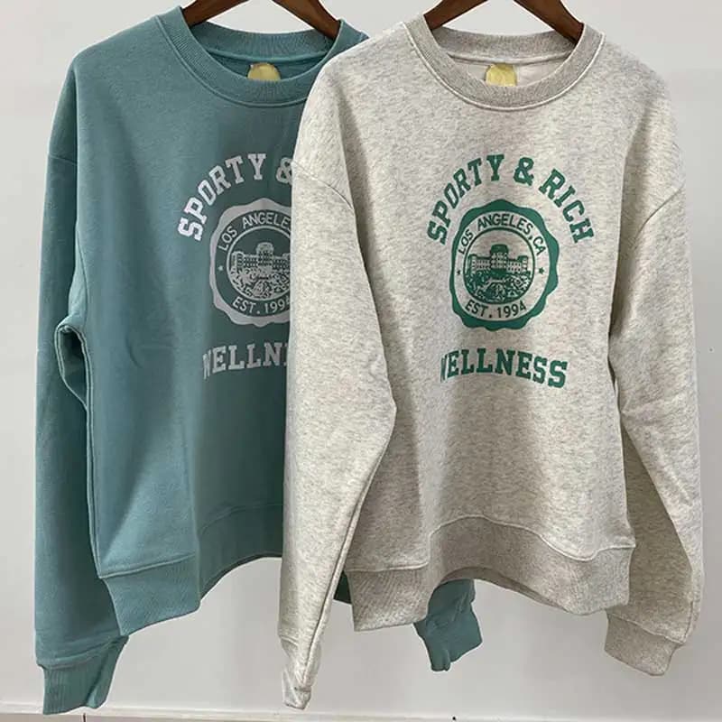 Letter Print Sweatshirt Women Classic O Neck Long Sleeve Pullover Autumn Winter Casual Vintage Sweatshirt female